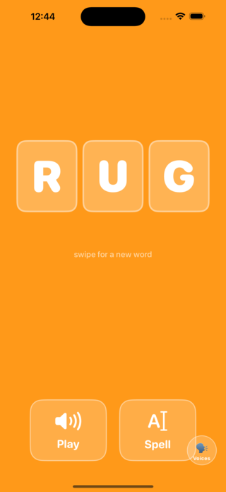 Spelling mode — tiles lighting up